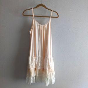 Boho peach and lace tiered dress